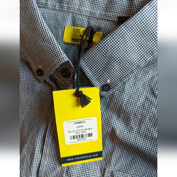 Five Four Poggy The Man Men's Long Sleeve Button Down Shirt Check Print Sz Large - Picture 5 of 16